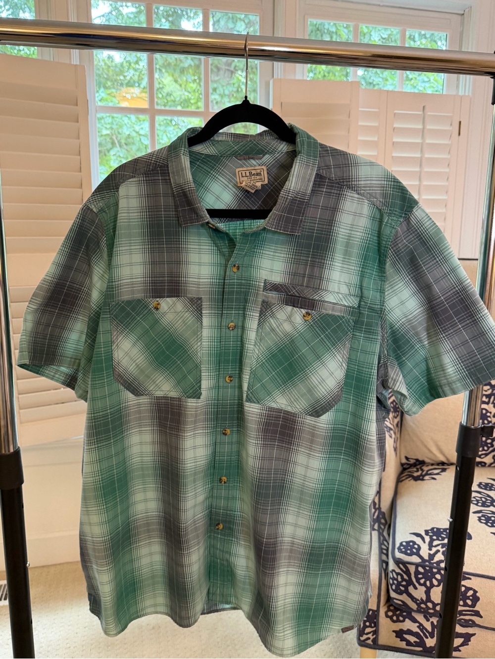 L.L. Bean Men's Short-Sleeve Plaid Button-Down Shirt XL